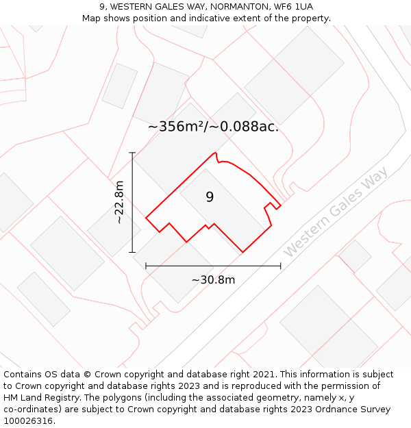 9, WESTERN GALES WAY, NORMANTON, WF6 1UA: Plot and title map