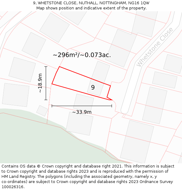 9, WHETSTONE CLOSE, NUTHALL, NOTTINGHAM, NG16 1QW: Plot and title map