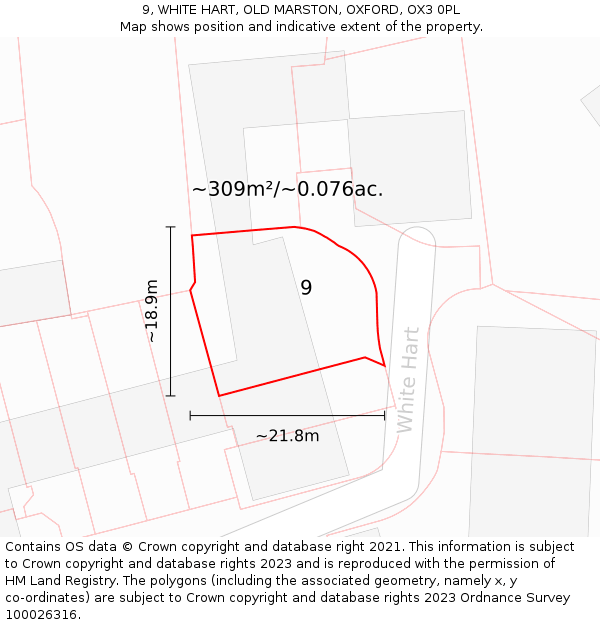 9, WHITE HART, OLD MARSTON, OXFORD, OX3 0PL: Plot and title map