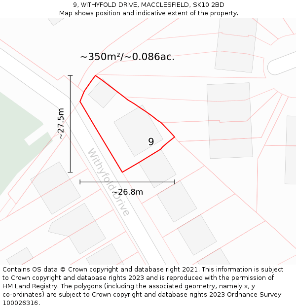 9, WITHYFOLD DRIVE, MACCLESFIELD, SK10 2BD: Plot and title map