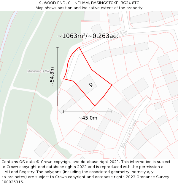 9, WOOD END, CHINEHAM, BASINGSTOKE, RG24 8TG: Plot and title map