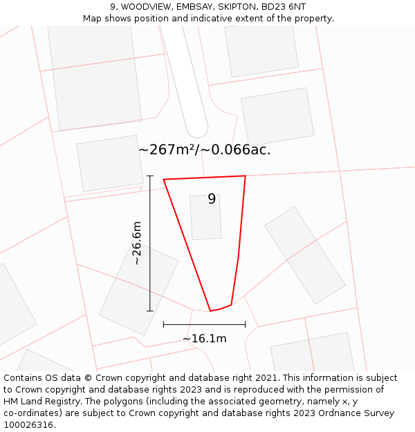 9, WOODVIEW, EMBSAY, SKIPTON, BD23 6NT: Plot and title map