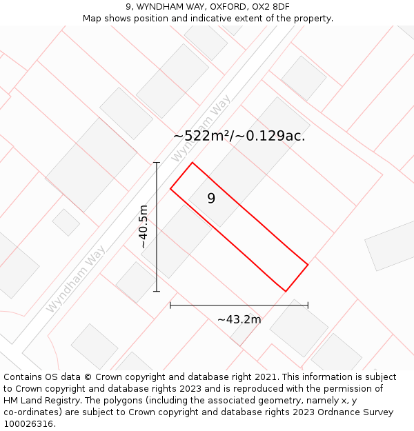 9, WYNDHAM WAY, OXFORD, OX2 8DF: Plot and title map