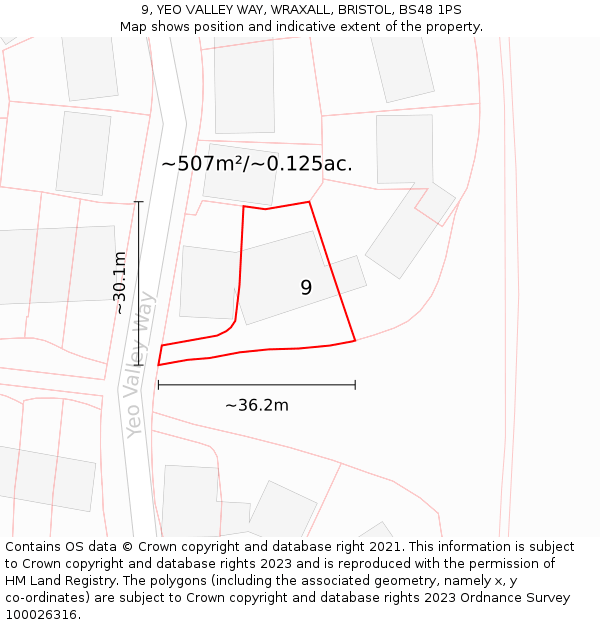 9, YEO VALLEY WAY, WRAXALL, BRISTOL, BS48 1PS: Plot and title map