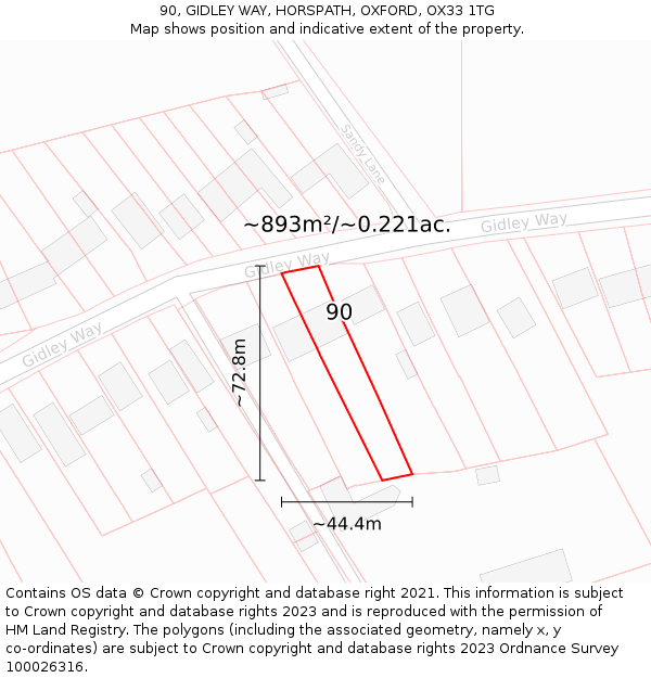 90, GIDLEY WAY, HORSPATH, OXFORD, OX33 1TG: Plot and title map