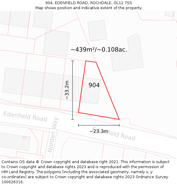 904, EDENFIELD ROAD, ROCHDALE, OL12 7SS: Plot and title map