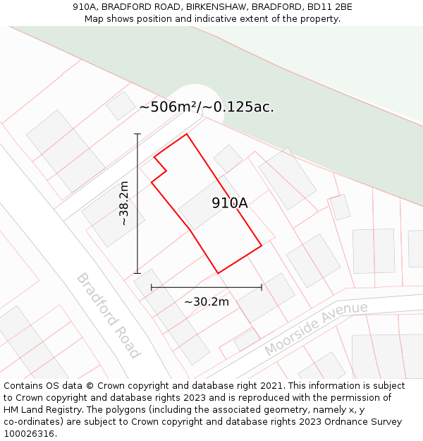 910A, BRADFORD ROAD, BIRKENSHAW, BRADFORD, BD11 2BE: Plot and title map