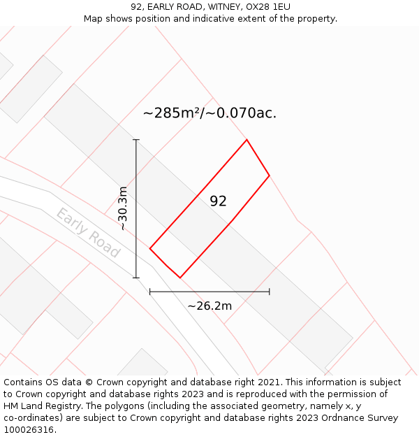 92, EARLY ROAD, WITNEY, OX28 1EU: Plot and title map