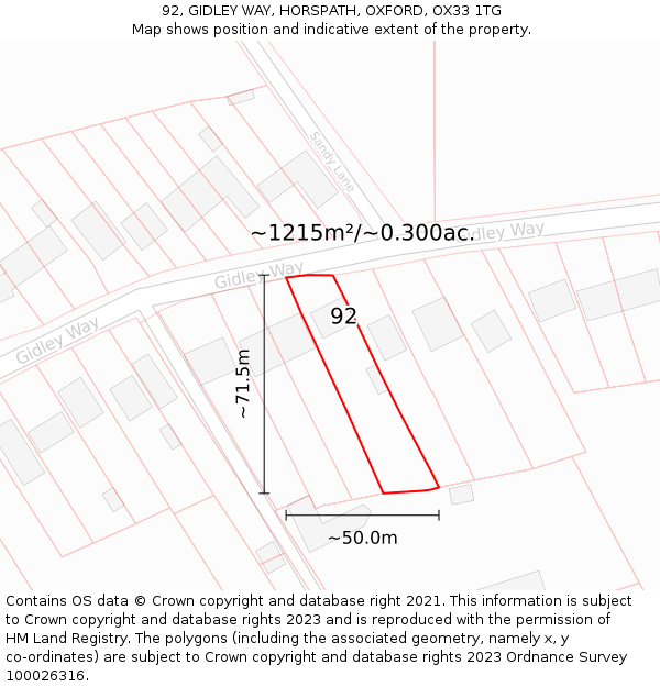 92, GIDLEY WAY, HORSPATH, OXFORD, OX33 1TG: Plot and title map