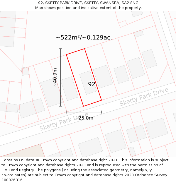 92, SKETTY PARK DRIVE, SKETTY, SWANSEA, SA2 8NG: Plot and title map