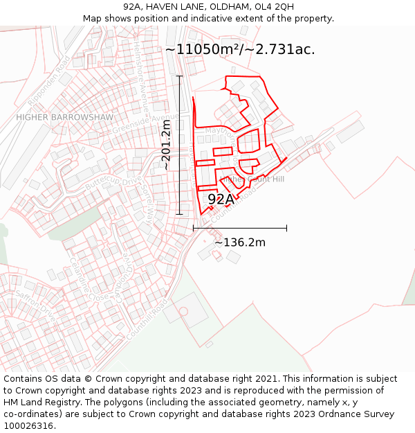 92A, HAVEN LANE, OLDHAM, OL4 2QH: Plot and title map