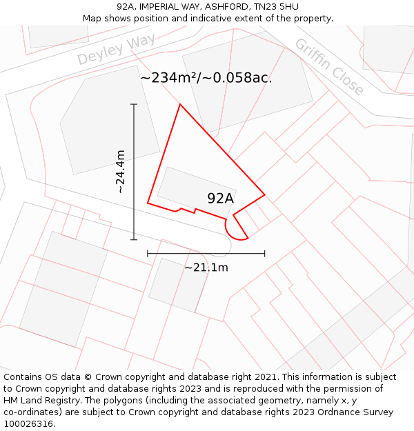 92A, IMPERIAL WAY, ASHFORD, TN23 5HU: Plot and title map