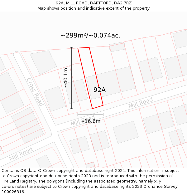 92A, MILL ROAD, DARTFORD, DA2 7RZ: Plot and title map