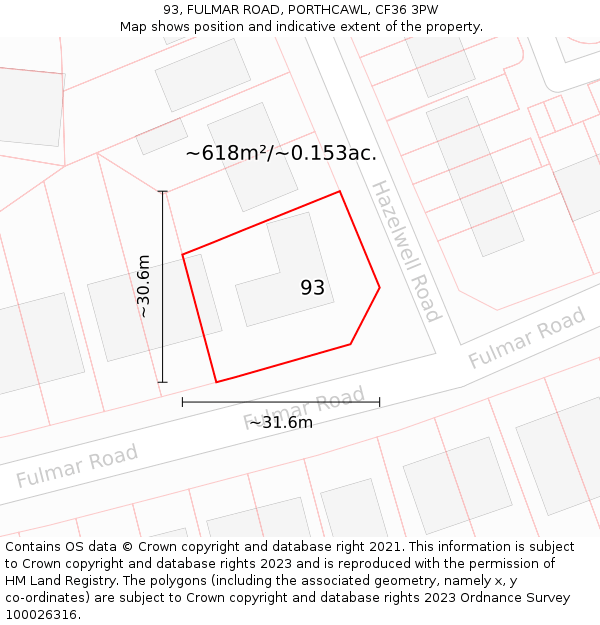 93, FULMAR ROAD, PORTHCAWL, CF36 3PW: Plot and title map