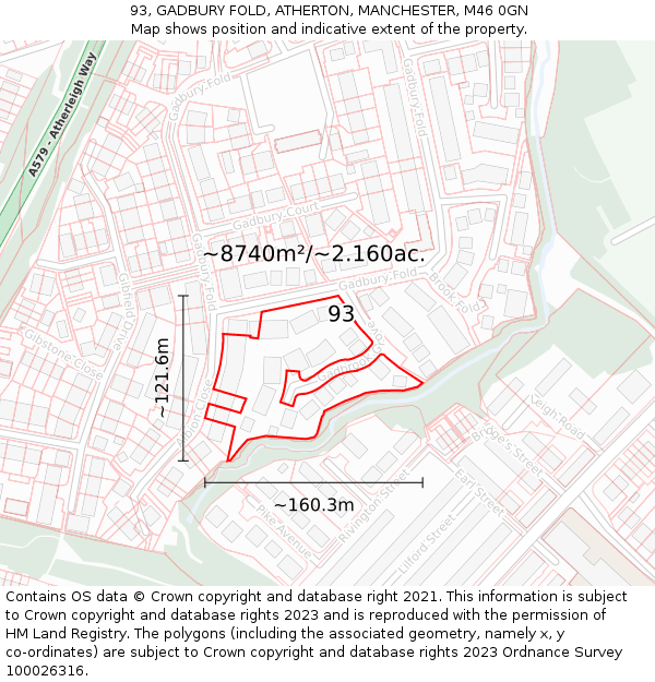 93, GADBURY FOLD, ATHERTON, MANCHESTER, M46 0GN: Plot and title map