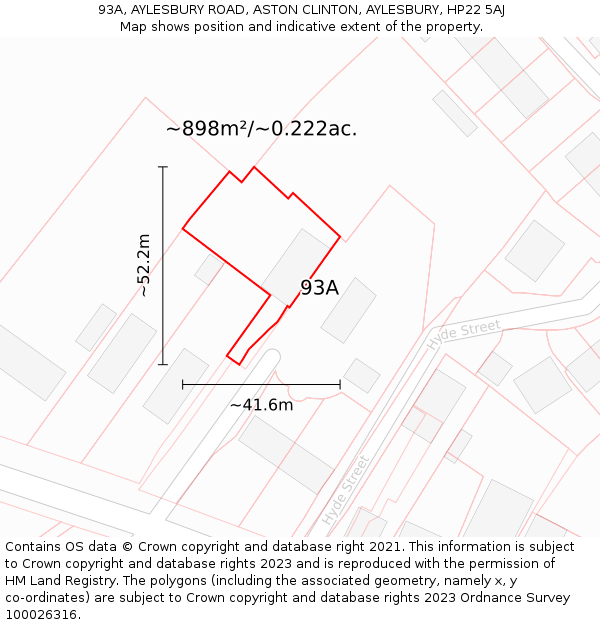 93A, AYLESBURY ROAD, ASTON CLINTON, AYLESBURY, HP22 5AJ: Plot and title map