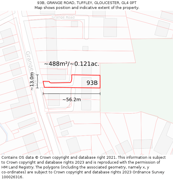 93B, GRANGE ROAD, TUFFLEY, GLOUCESTER, GL4 0PT: Plot and title map