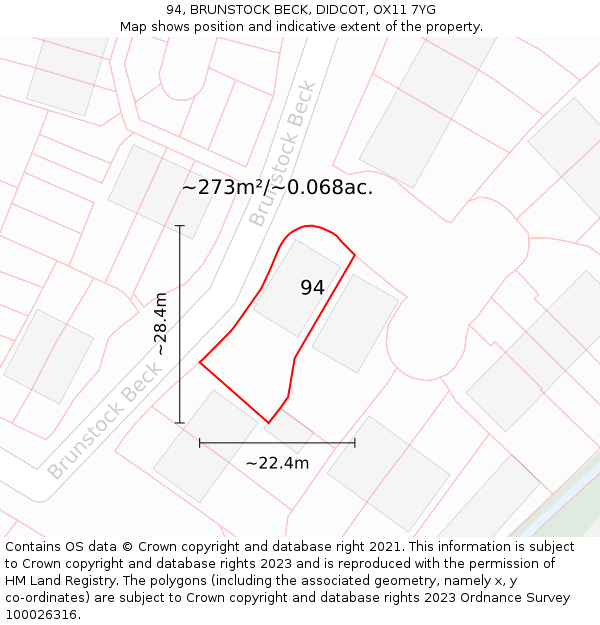 94, BRUNSTOCK BECK, DIDCOT, OX11 7YG: Plot and title map