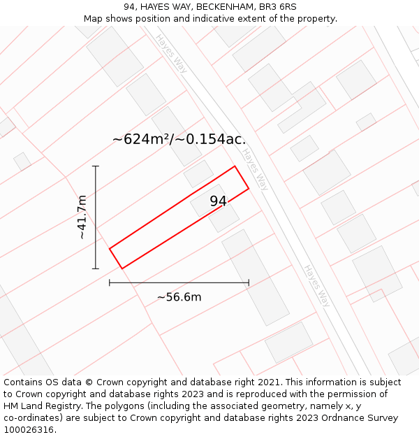 94, HAYES WAY, BECKENHAM, BR3 6RS: Plot and title map