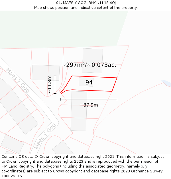 94, MAES Y GOG, RHYL, LL18 4QJ: Plot and title map