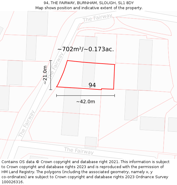 94, THE FAIRWAY, BURNHAM, SLOUGH, SL1 8DY: Plot and title map