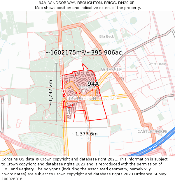 94A, WINDSOR WAY, BROUGHTON, BRIGG, DN20 0EL: Plot and title map