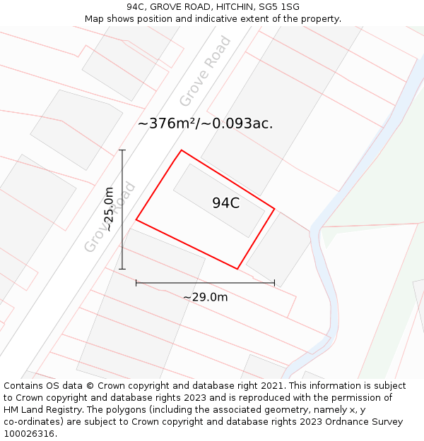 94C, GROVE ROAD, HITCHIN, SG5 1SG: Plot and title map