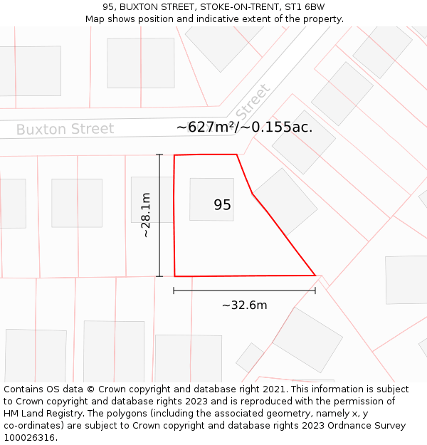 95, BUXTON STREET, STOKE-ON-TRENT, ST1 6BW: Plot and title map