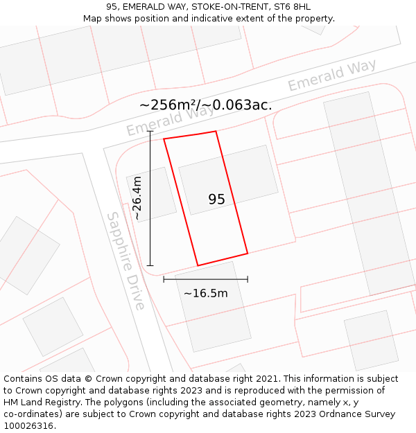 95, EMERALD WAY, STOKE-ON-TRENT, ST6 8HL: Plot and title map