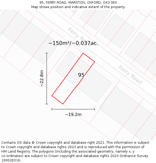 95, FERRY ROAD, MARSTON, OXFORD, OX3 0EX: Plot and title map