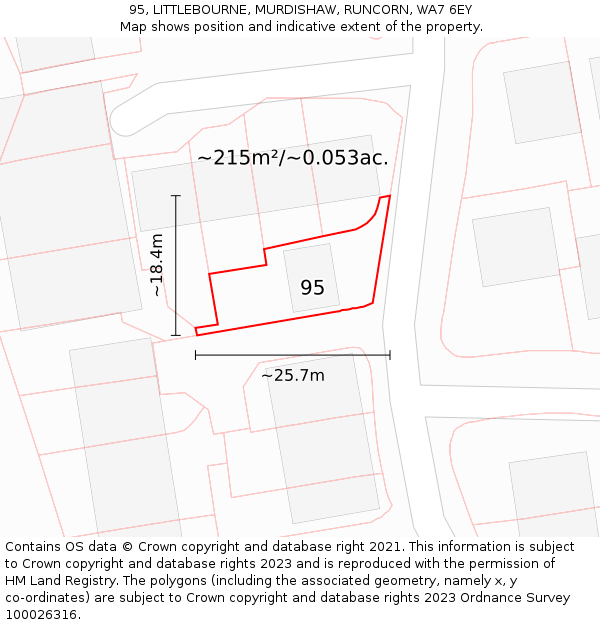 95, LITTLEBOURNE, MURDISHAW, RUNCORN, WA7 6EY: Plot and title map