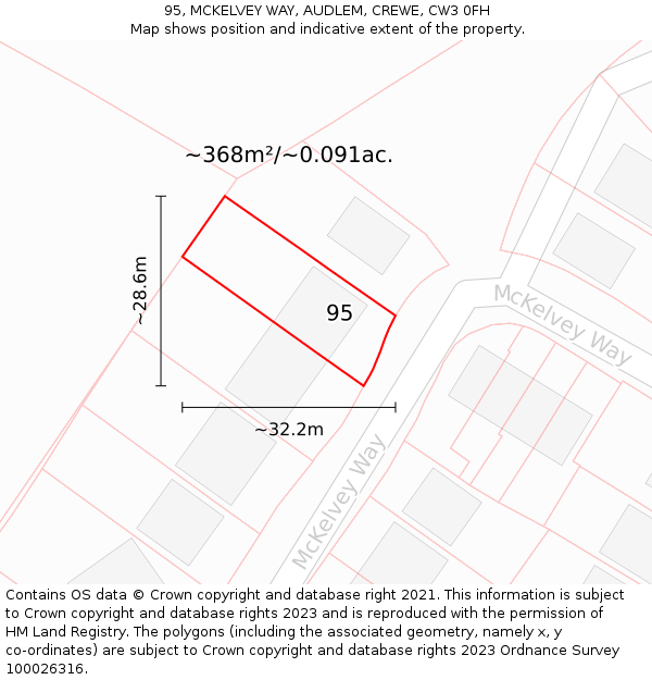 95, MCKELVEY WAY, AUDLEM, CREWE, CW3 0FH: Plot and title map