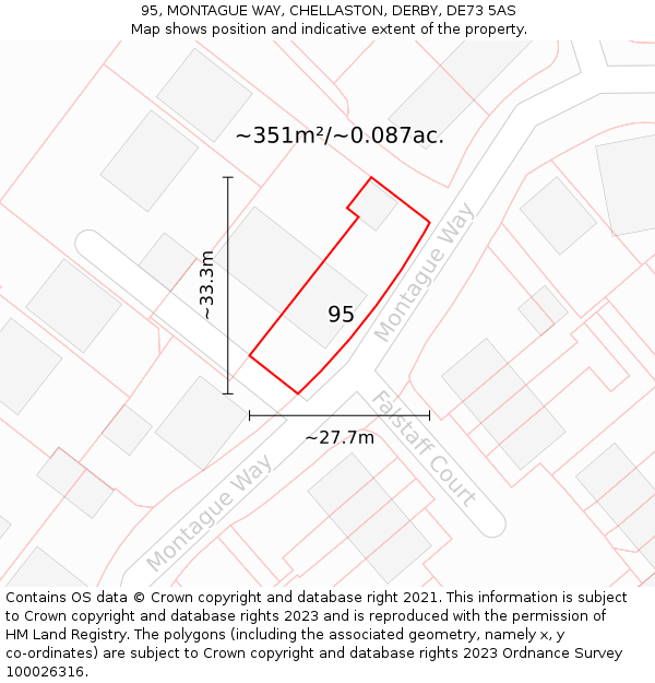 95, MONTAGUE WAY, CHELLASTON, DERBY, DE73 5AS: Plot and title map