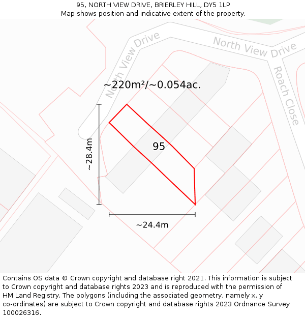 95, NORTH VIEW DRIVE, BRIERLEY HILL, DY5 1LP: Plot and title map