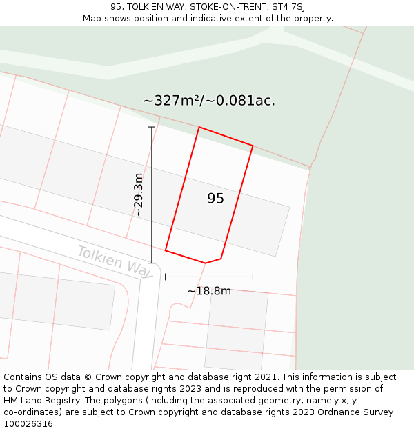 95, TOLKIEN WAY, STOKE-ON-TRENT, ST4 7SJ: Plot and title map