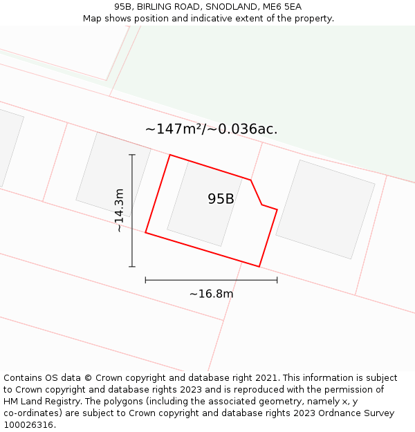 95B, BIRLING ROAD, SNODLAND, ME6 5EA: Plot and title map