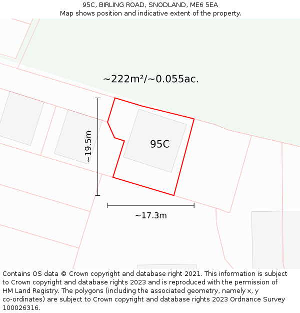 95C, BIRLING ROAD, SNODLAND, ME6 5EA: Plot and title map