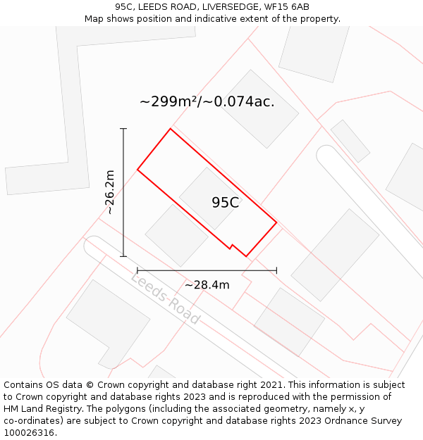 95C, LEEDS ROAD, LIVERSEDGE, WF15 6AB: Plot and title map