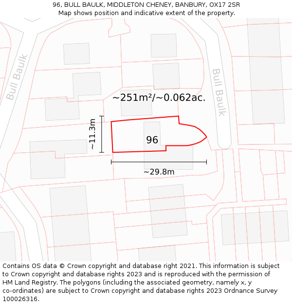 96, BULL BAULK, MIDDLETON CHENEY, BANBURY, OX17 2SR: Plot and title map