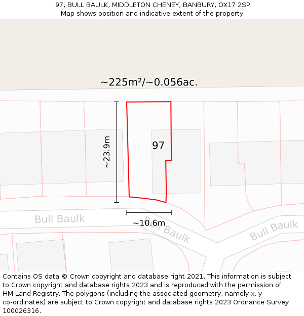 97, BULL BAULK, MIDDLETON CHENEY, BANBURY, OX17 2SP: Plot and title map