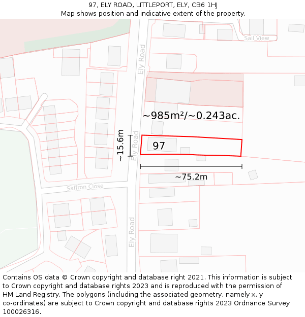 97, ELY ROAD, LITTLEPORT, ELY, CB6 1HJ: Plot and title map