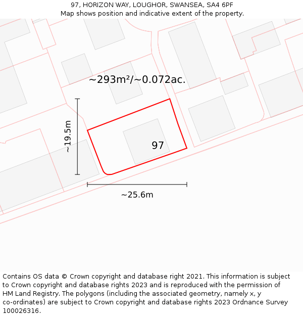 97, HORIZON WAY, LOUGHOR, SWANSEA, SA4 6PF: Plot and title map