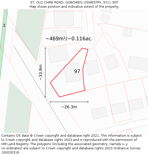 97, OLD CHIRK ROAD, GOBOWEN, OSWESTRY, SY11 3NT: Plot and title map