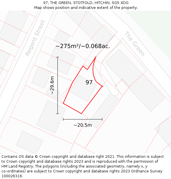 97, THE GREEN, STOTFOLD, HITCHIN, SG5 4DG: Plot and title map