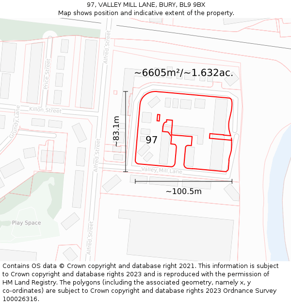 97, VALLEY MILL LANE, BURY, BL9 9BX: Plot and title map