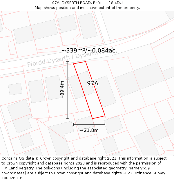 97A, DYSERTH ROAD, RHYL, LL18 4DU: Plot and title map