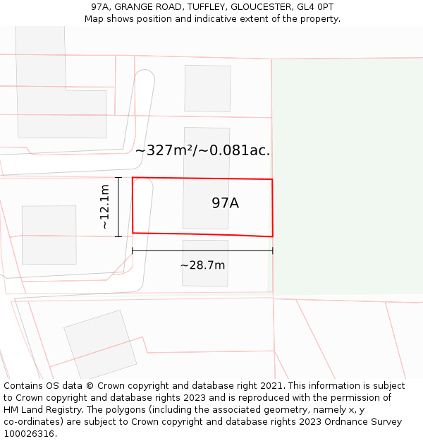97A, GRANGE ROAD, TUFFLEY, GLOUCESTER, GL4 0PT: Plot and title map