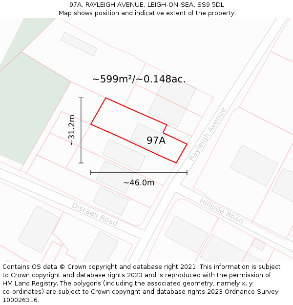 97A, RAYLEIGH AVENUE, LEIGH-ON-SEA, SS9 5DL: Plot and title map