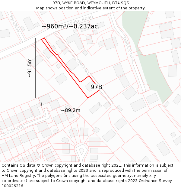 97B, WYKE ROAD, WEYMOUTH, DT4 9QS: Plot and title map