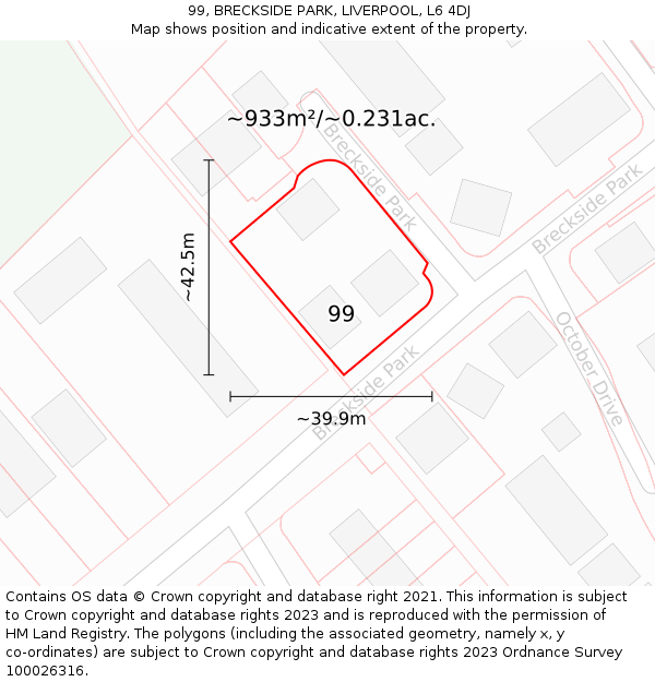 99, BRECKSIDE PARK, LIVERPOOL, L6 4DJ: Plot and title map